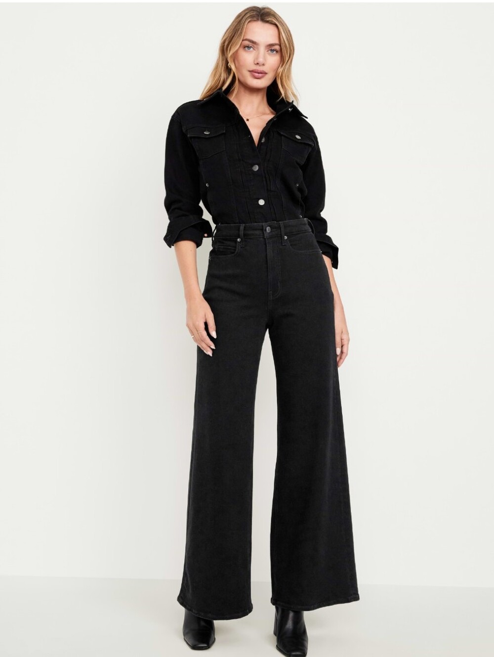 Old Navy Super High-Waist Wide Leg Jeans - Black